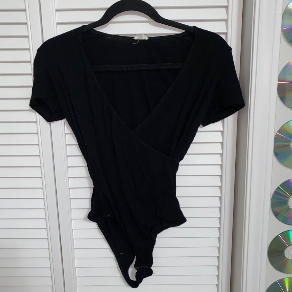 Garage Black Crossbody V-Neck Bodysuit